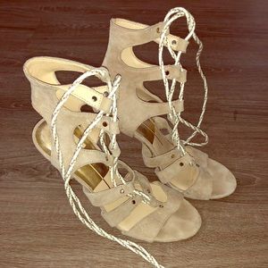 Dolce Vita Suede Lace up Gladiator Heel in Nude